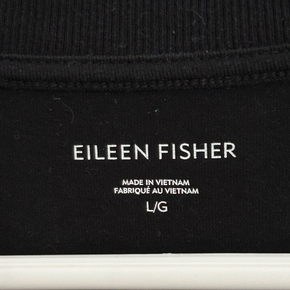 Eileen Fisher Traceable Organic Cotton Jersey Crew Neck Top Large Black Boxy Fit - Picture 6 of 9